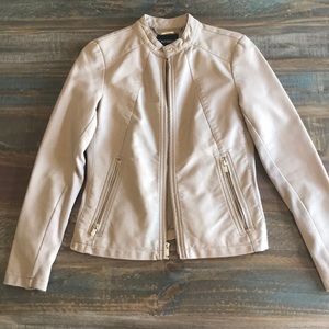 Express Faux cream leather jacket.